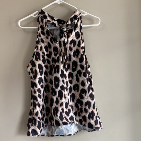 Leopard Print Halter Blouse, - Picture 4 of 6
